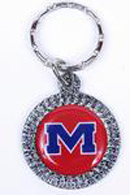 Ole Miss Rebels chrome circle keychains