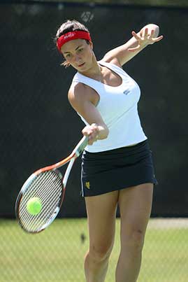 Lady Bulldog tennis swing